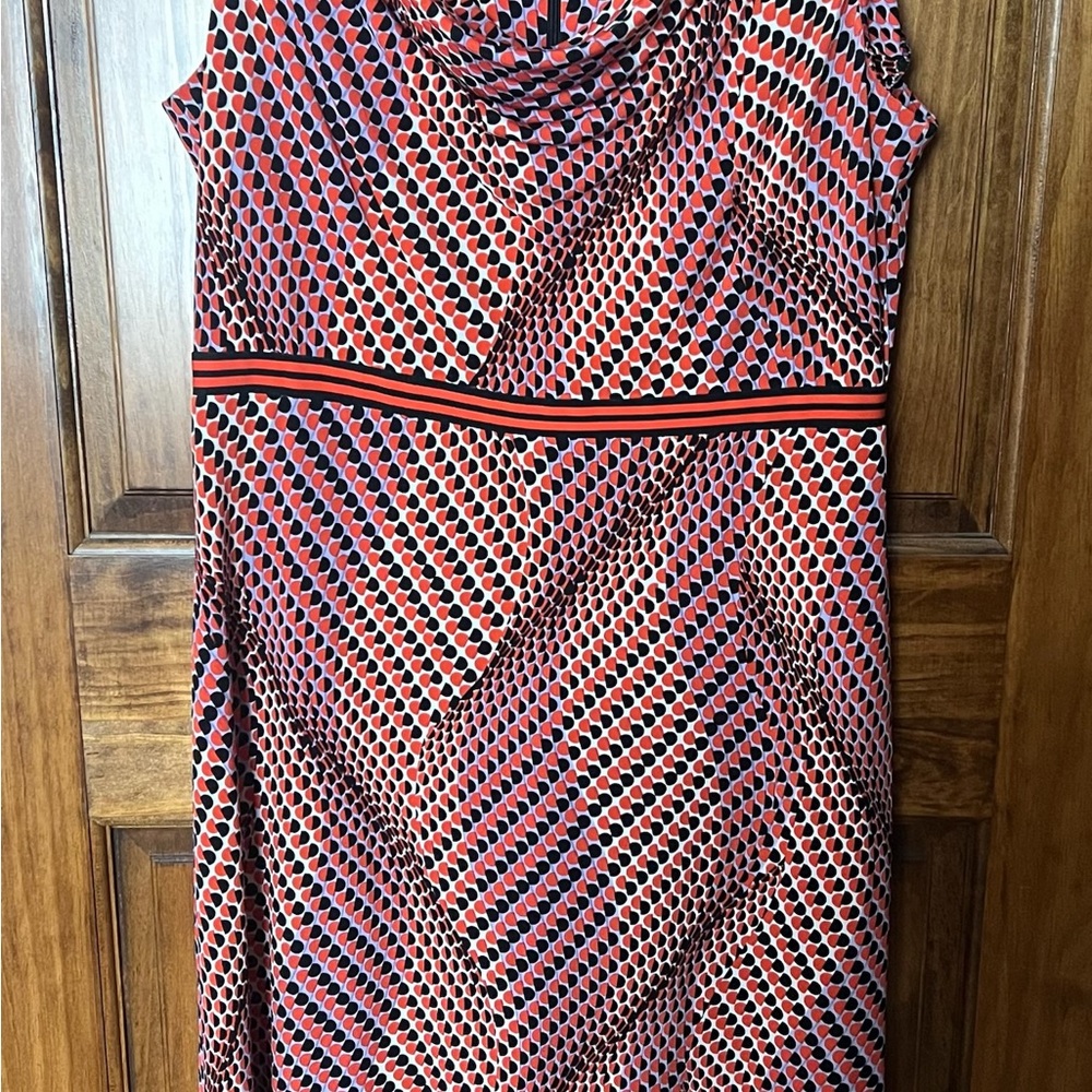 Red and Black Geometric Pattern Dress